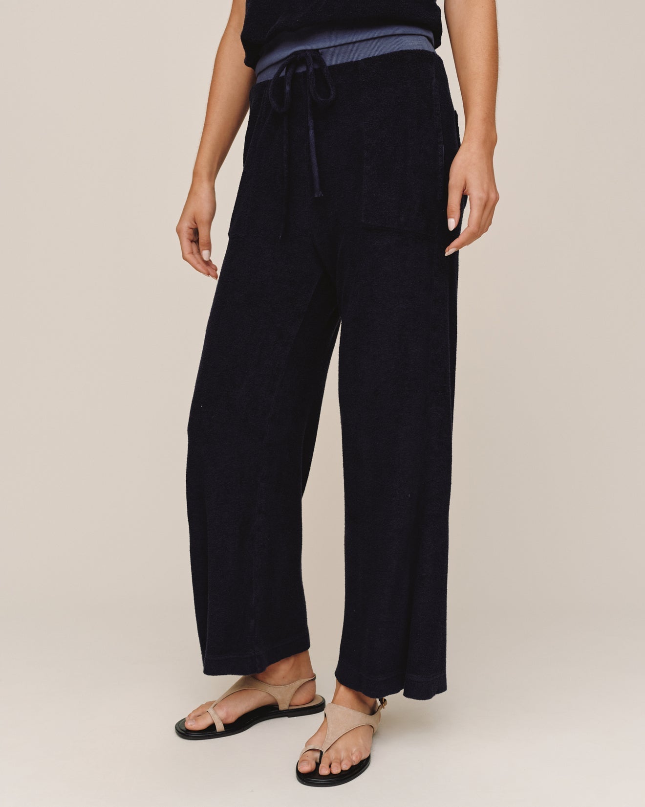 Bella Dahl Terry Crop Wide Leg Pant - Nautical Night
