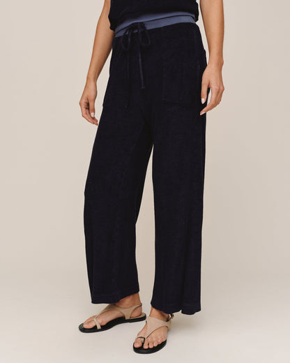 Bella Dahl Terry Crop Wide Leg Pant - Nautical Night
