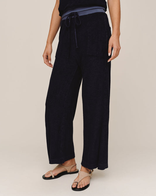 Bella Dahl Terry Crop Wide Leg Pant - Nautical Night