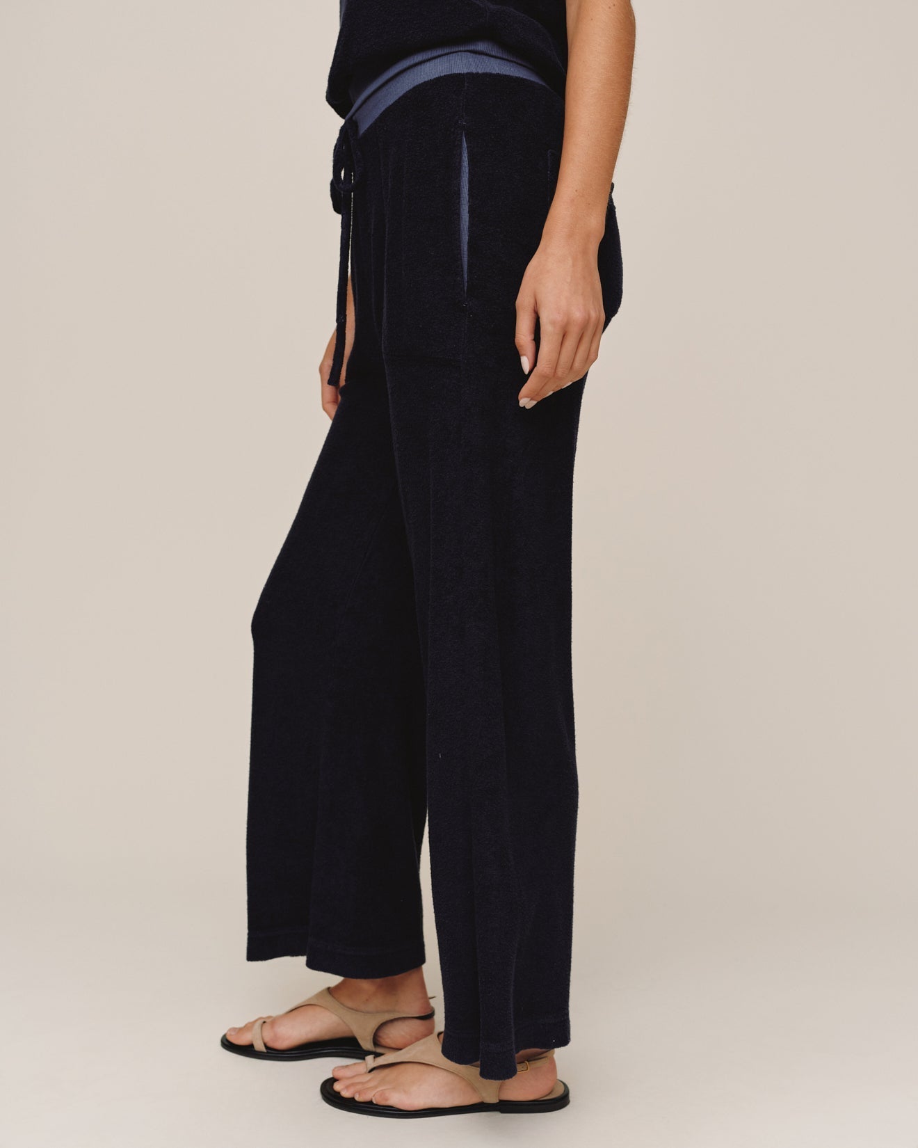 Bella Dahl Terry Crop Wide Leg Pant - Nautical Night