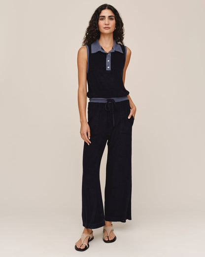 Bella Dahl Terry Crop Wide Leg Pant - Nautical Night
