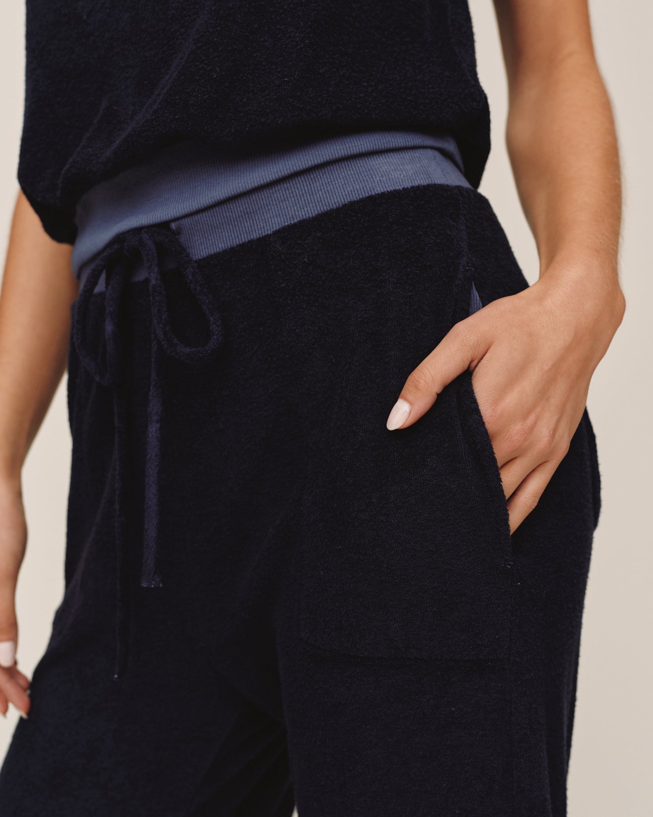 Bella Dahl Terry Crop Wide Leg Pant - Nautical Night