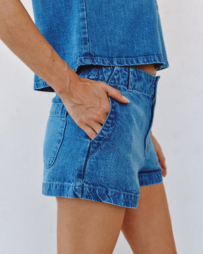 Bella Dahl Elle Playa Trouser Short - Spring Horizon Wash