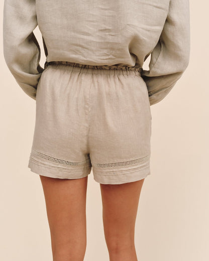 Bella Dahl Lattice Pintuck Short - Green Tea