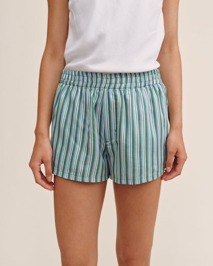 Bella Dahl Boxer Short - Emerald Surf Stripe