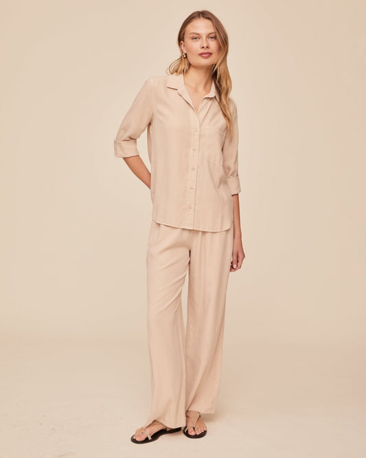 Bella Dahl Shirt Tail Button Down in Linen Sand - Bella Dahl
