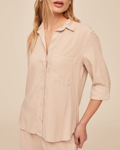 Bella Dahl Shirt Tail Button Down in Linen Sand - Bella Dahl