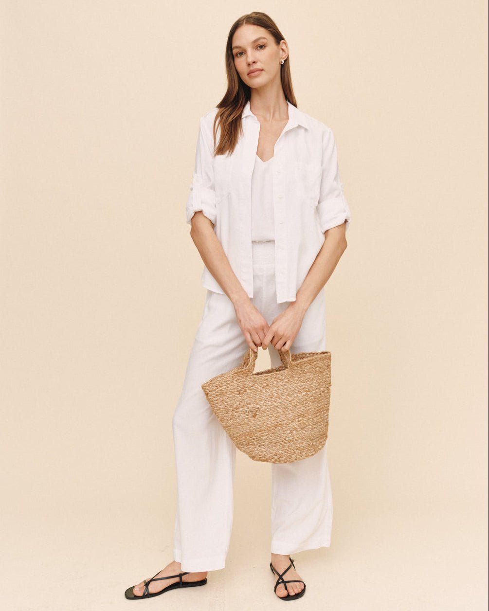 Bella Dahl Split Back Button Down Shirt in White - Bella Dahl