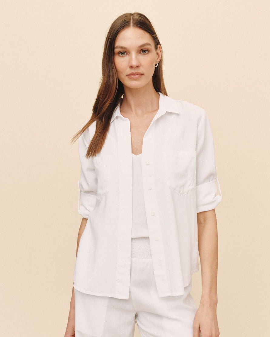Bella Dahl Split Back Button Down Shirt in White - Bella Dahl