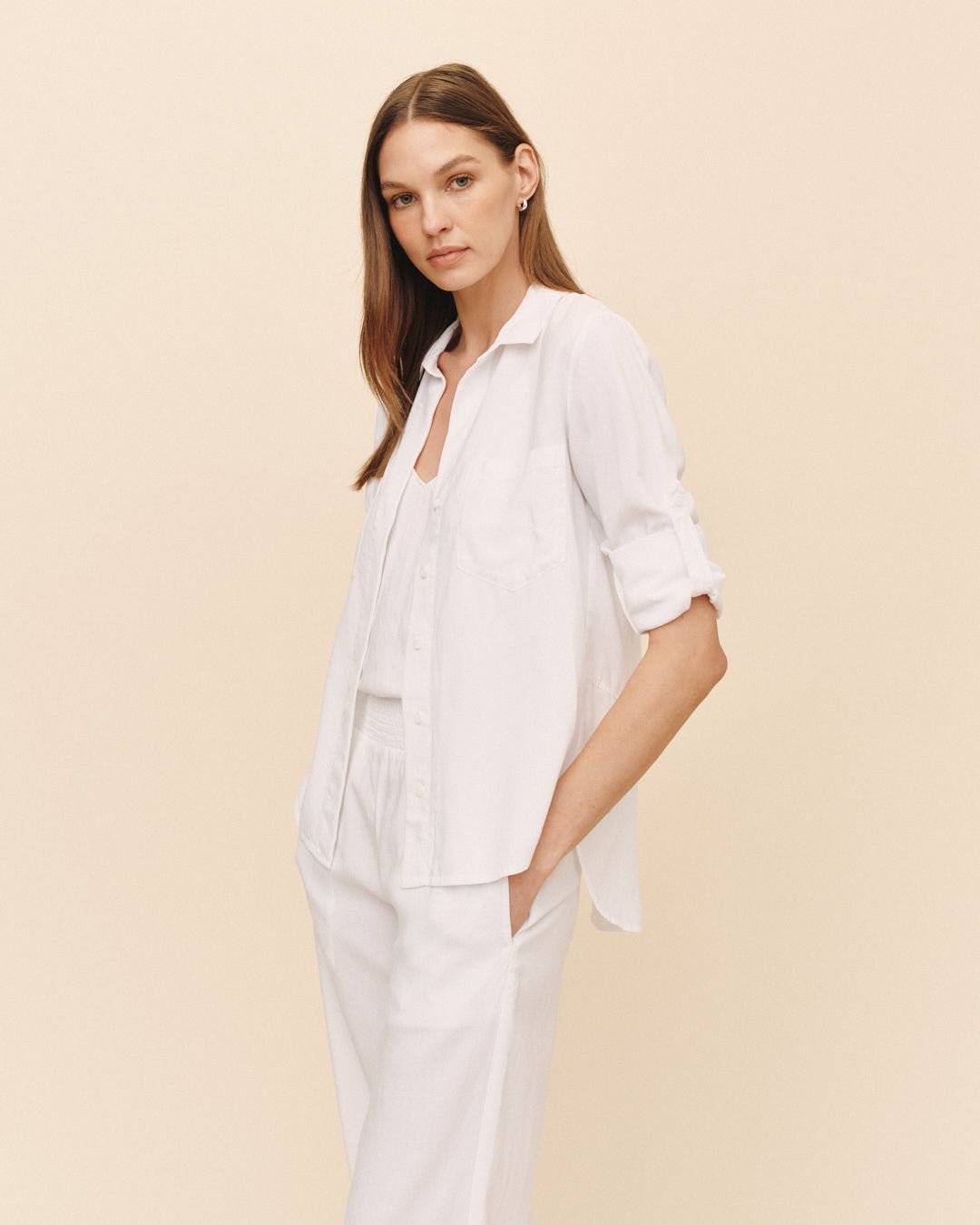 Bella Dahl Split Back Button Down Shirt in White - Bella Dahl