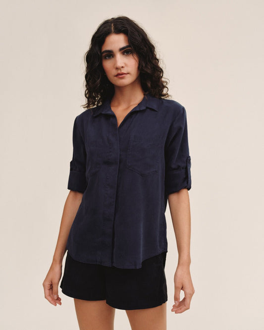 Bella Dahl Split Back Button Down in Endless Sea - Bella Dahl