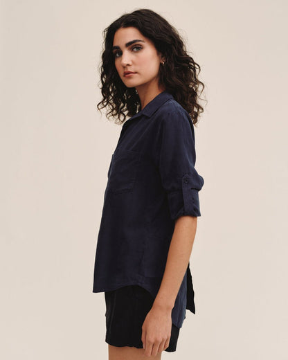 Bella Dahl Split Back Button Down in Endless Sea - Bella Dahl