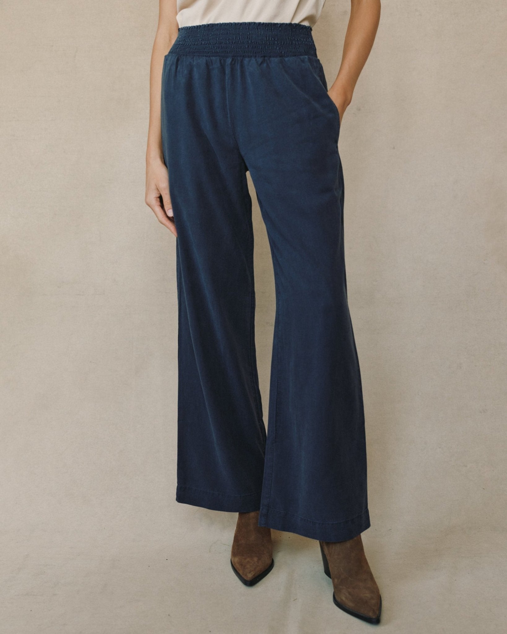 Bella Dahl Smocked Waist Wide Leg - Endless Sea - Bella Dahl