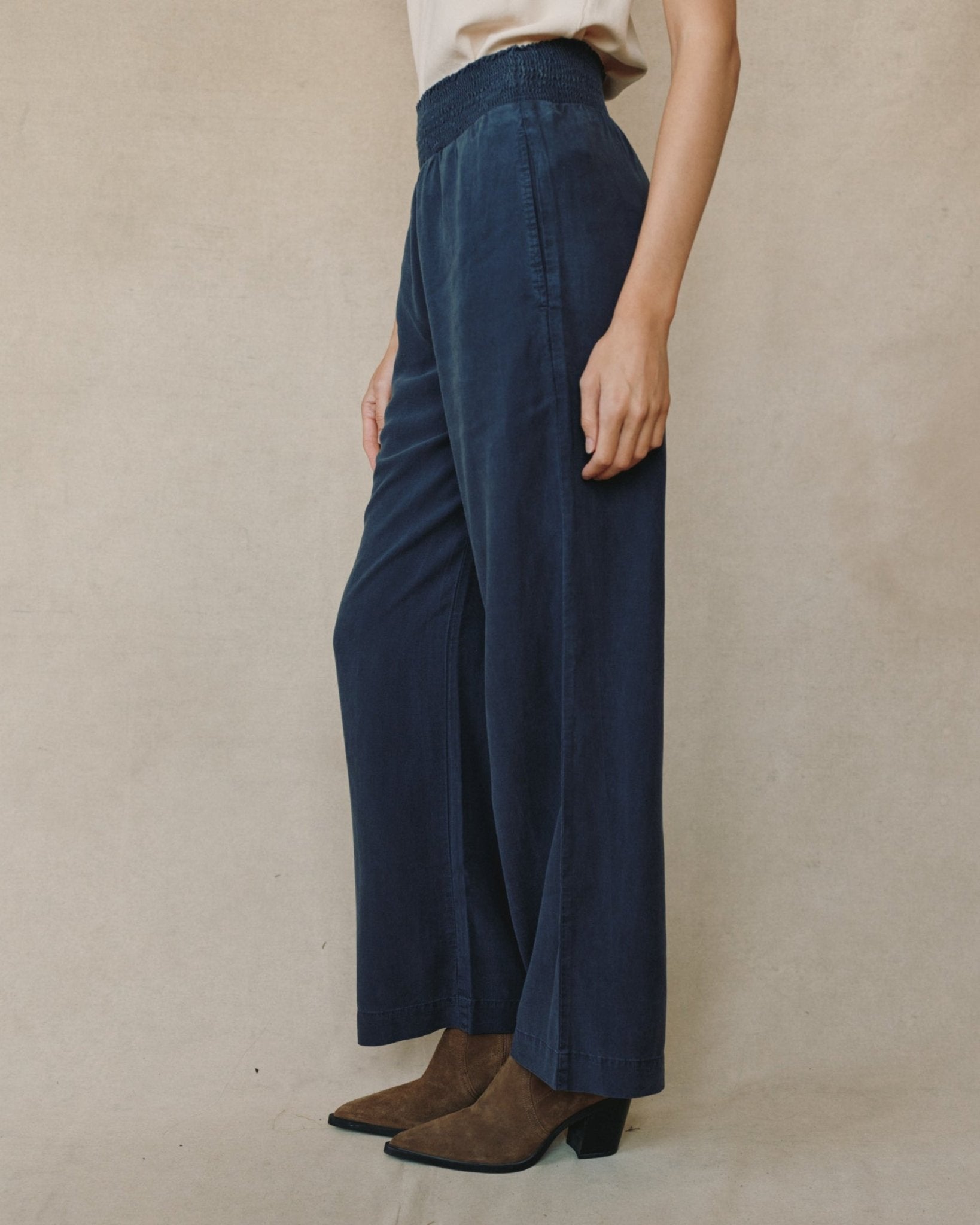 Bella Dahl Smocked Waist Wide Leg - Endless Sea - Bella Dahl