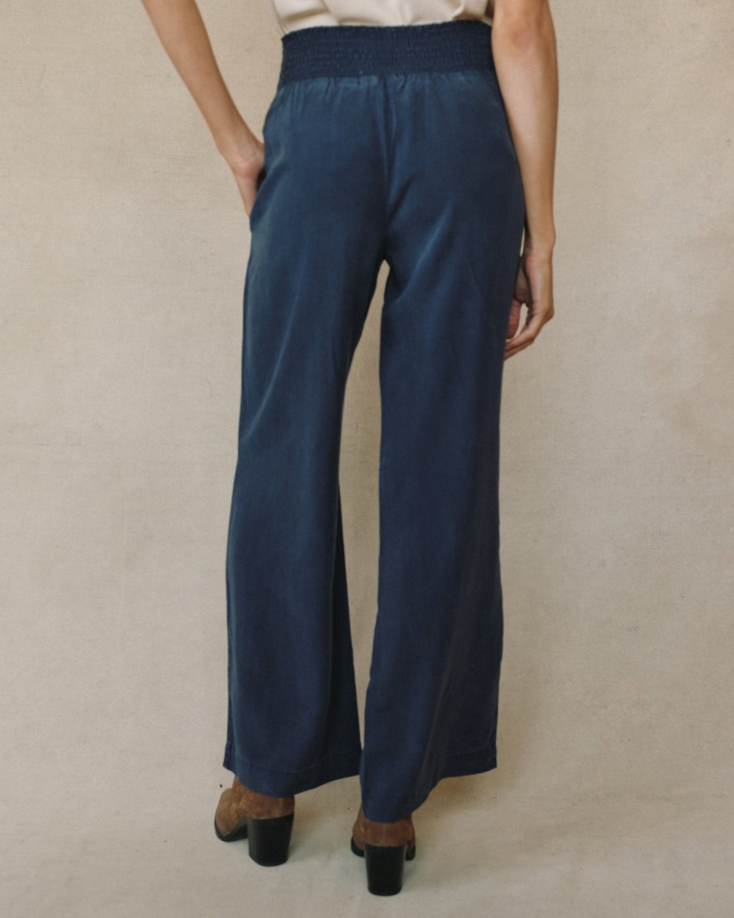 Bella Dahl Smocked Waist Wide Leg - Endless Sea - Bella Dahl