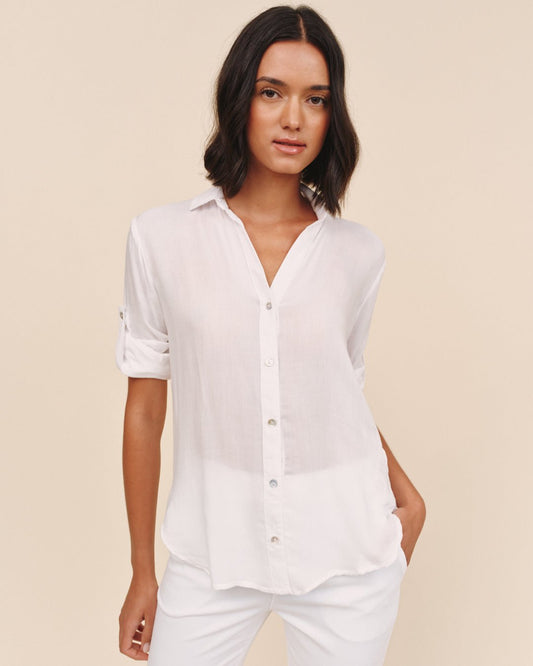 Bella Dahl Clean Shirt With Roll Sleeve - White