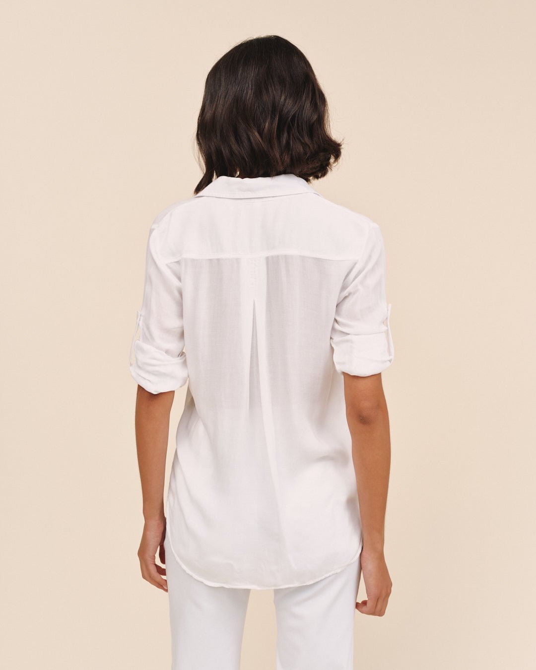 Bella Dahl Clean Shirt With Roll Sleeve - White