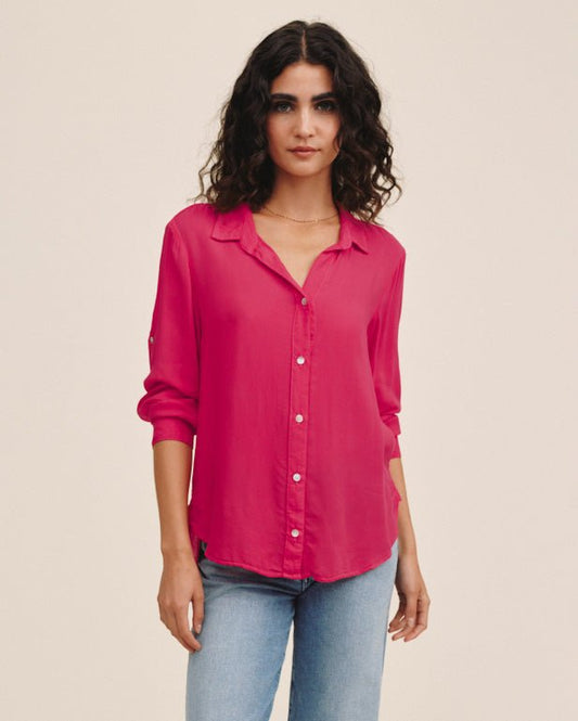 Bella Dahl Clean Shirt With Roll Sleeve - Pink Paradise
