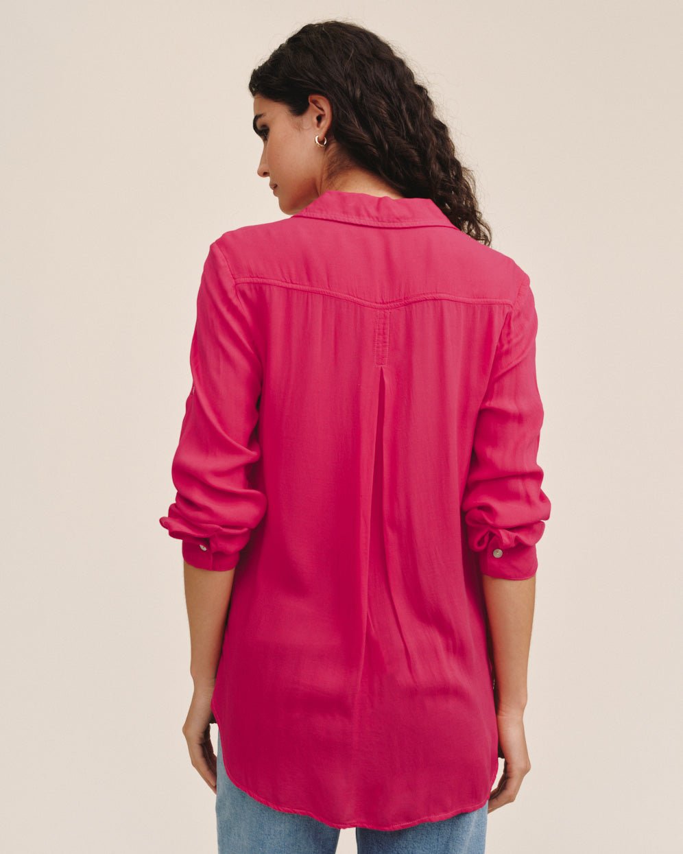 Bella Dahl Clean Shirt With Roll Sleeve - Pink Paradise
