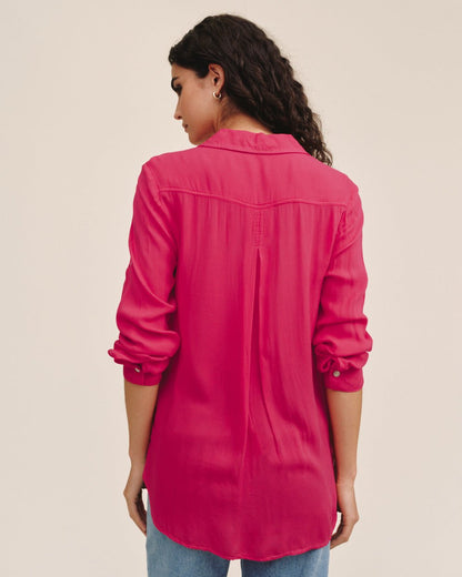 Bella Dahl Clean Shirt With Roll Sleeve - Pink Paradise