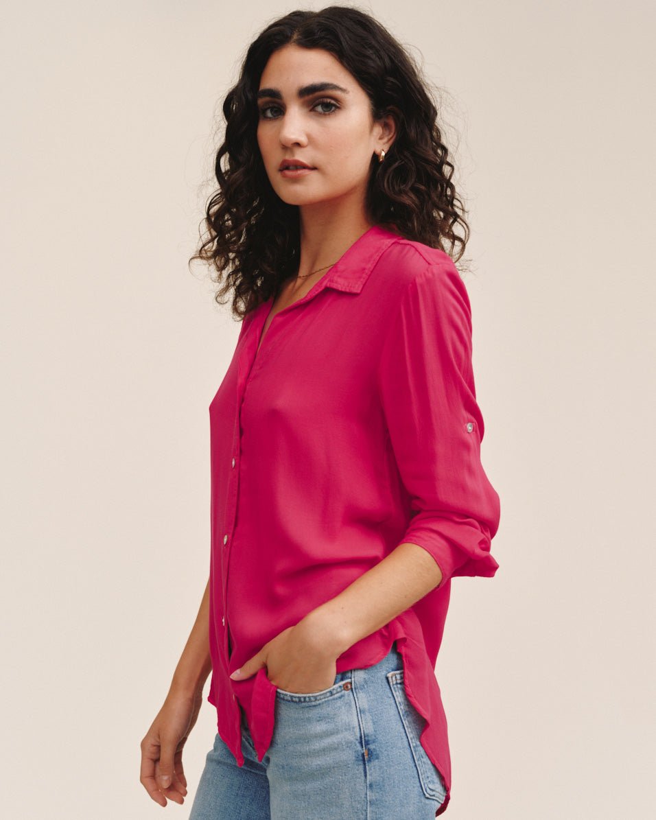 Bella Dahl Clean Shirt With Roll Sleeve - Pink Paradise