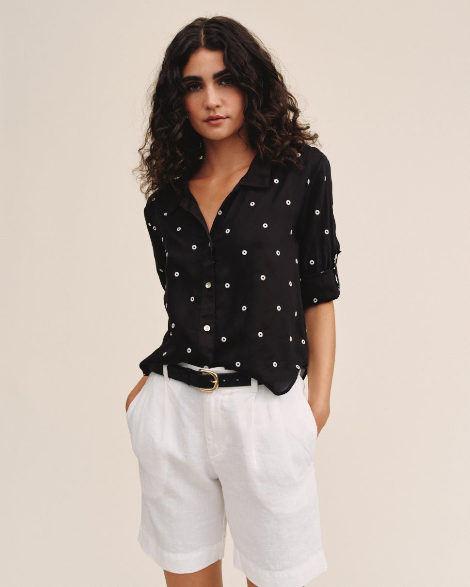 Bella Dahl Drop Collar Boxy Button Down - Cabana Dot