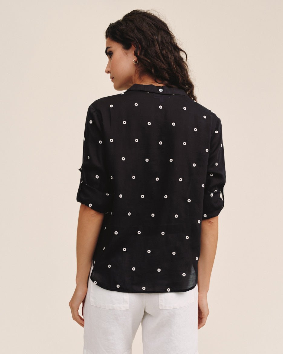 Bella Dahl Drop Collar Boxy Button Down - Cabana Dot
