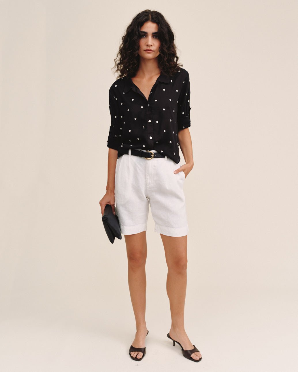 Bella Dahl Drop Collar Boxy Button Down - Cabana Dot