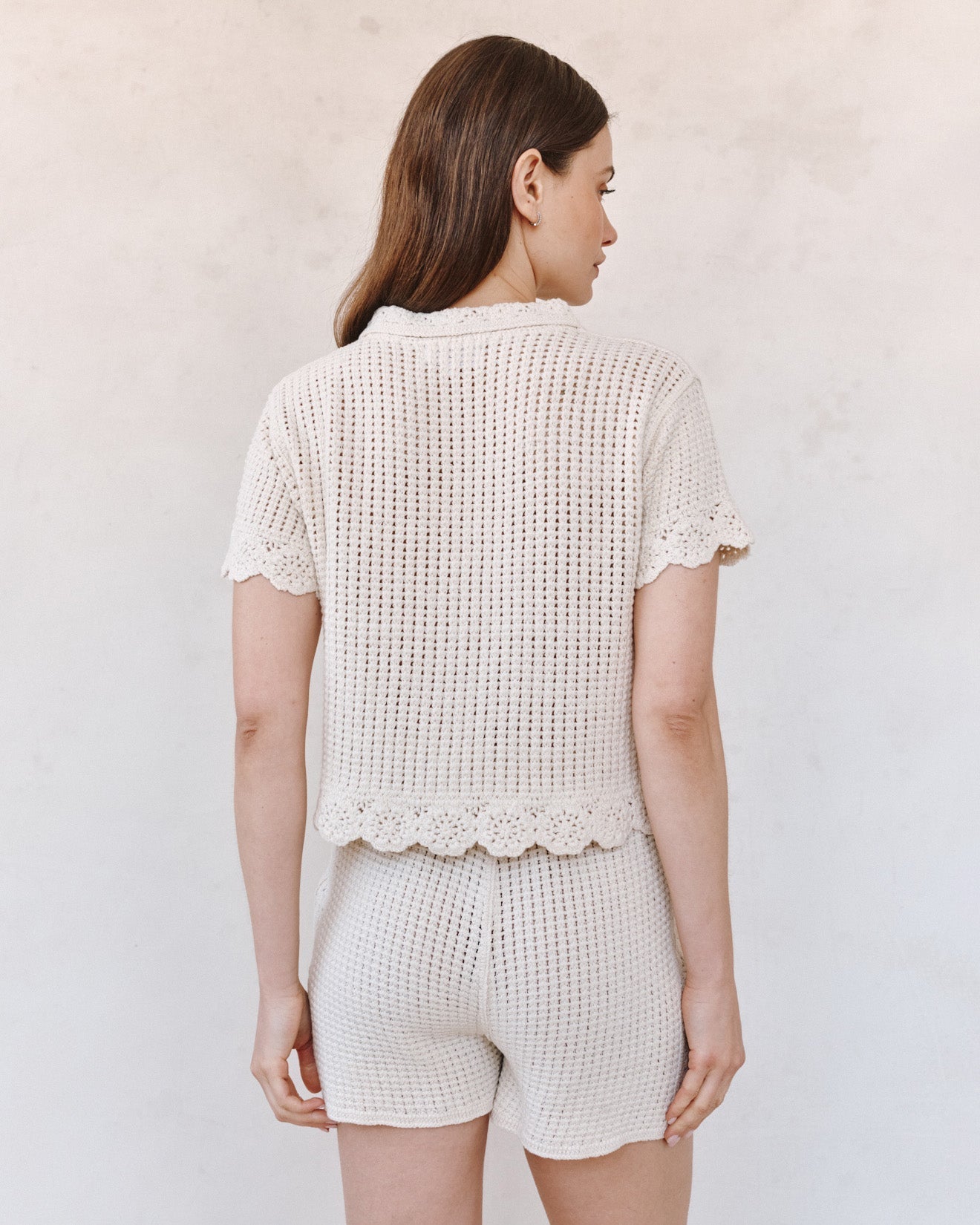 Bella Dahl Short Sleeve Crochet Button Down - Flower Bloom
