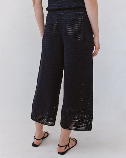 Bella Dahl Crop Wide Leg Crochet Pant - Black