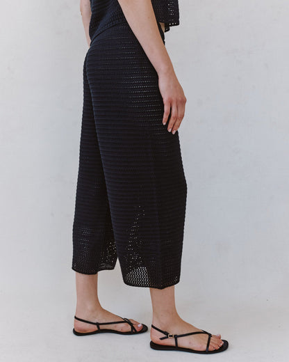 Bella Dahl Crop Wide Leg Crochet Pant - Black