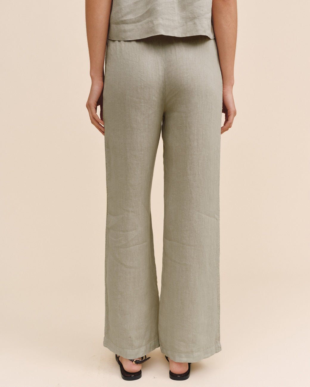 Bella Dahl Beach Pant With Lattice Stripe - Green Tea