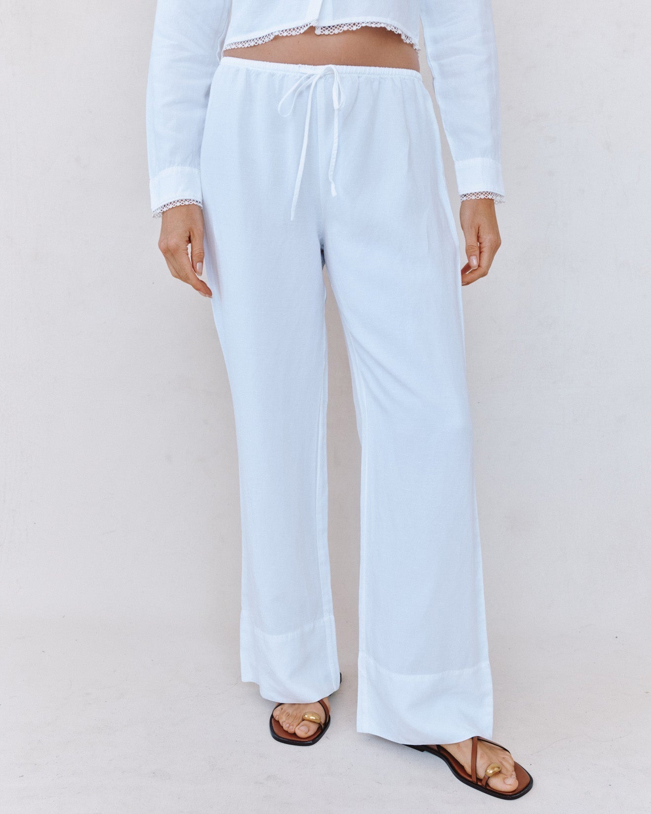 Bella Dahl Wide Hem Drawstring Pant - White