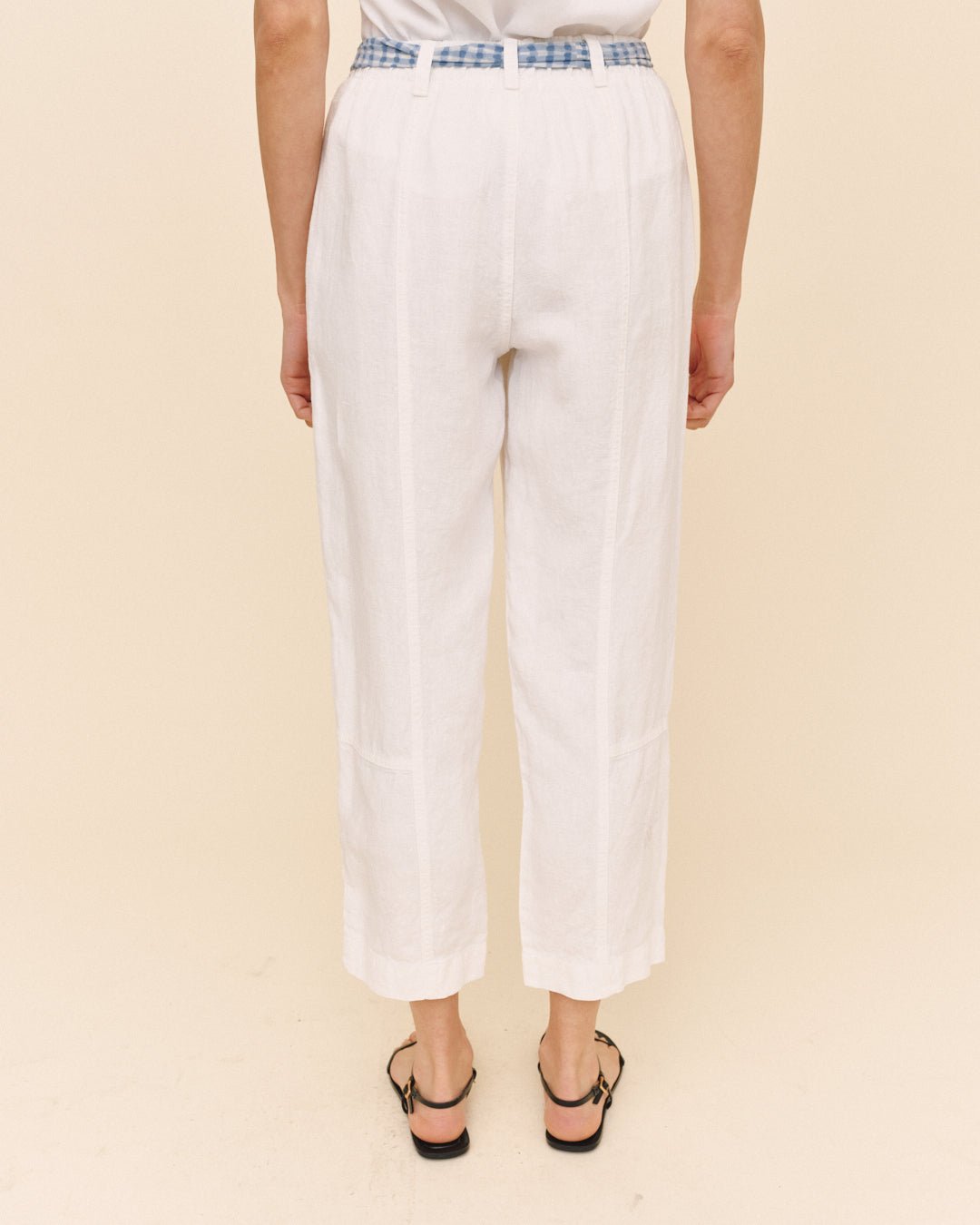 Bella Dahl Seam Pant With Printed Sash - White