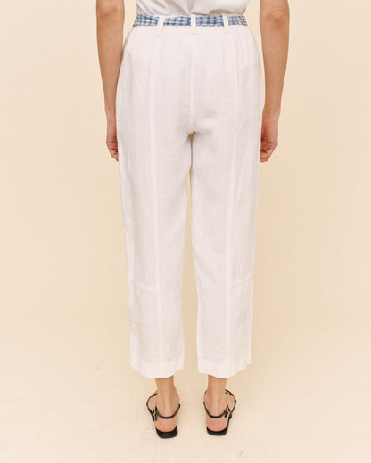 Bella Dahl Seam Pant With Printed Sash - White
