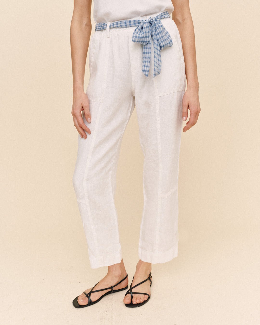 Bella Dahl Seam Pant With Printed Sash - White