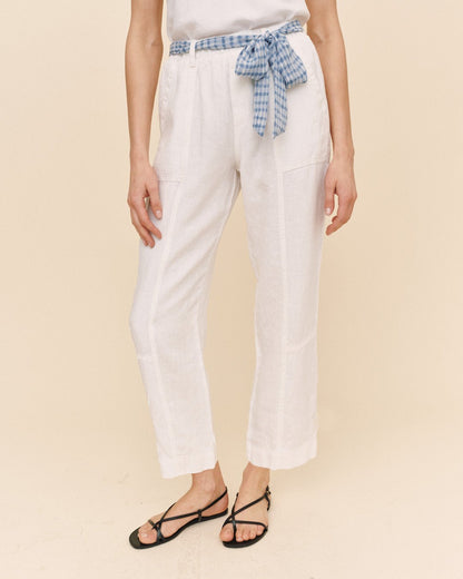 Bella Dahl Seam Pant With Printed Sash - White