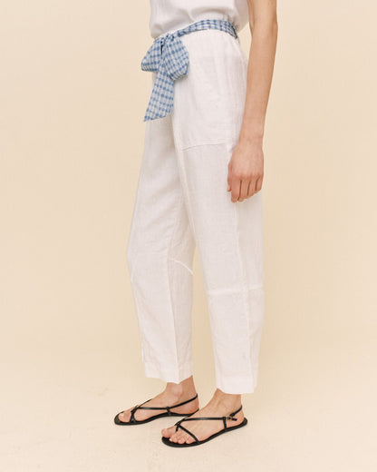 Bella Dahl Seam Pant With Printed Sash - White