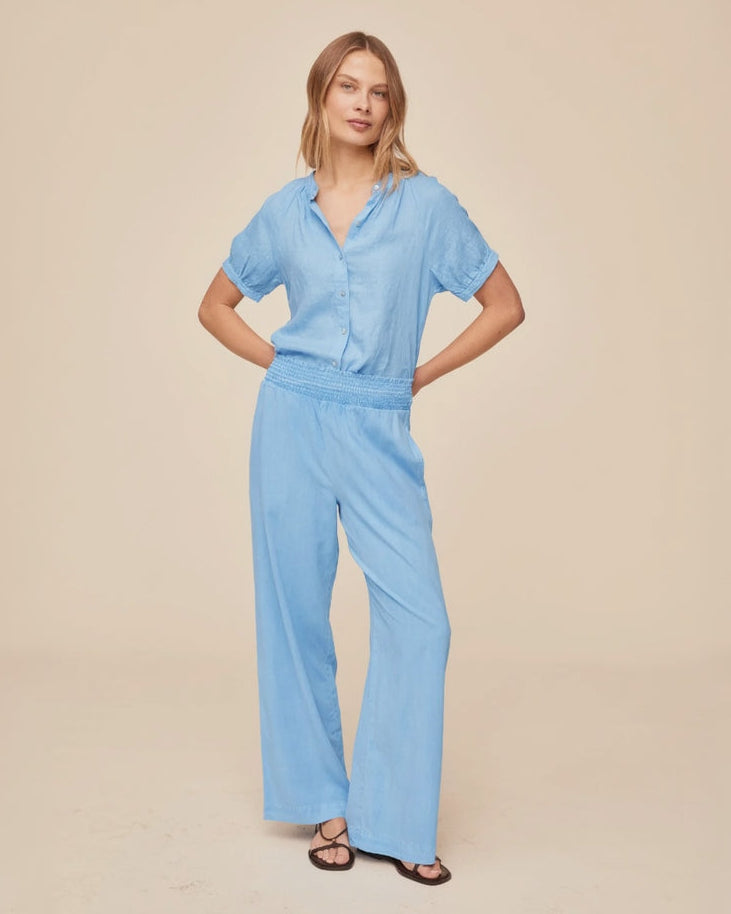 Bella Dahl Smocked Waist Wide Leg - Tidal Blue