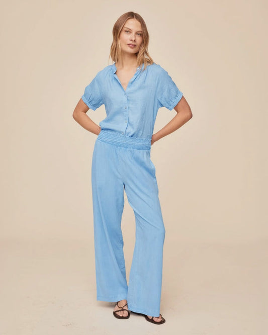 Bella Dahl Smocked Waist Wide Leg - Tidal Blue