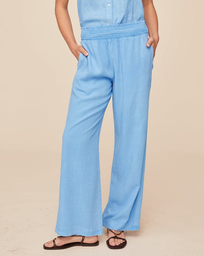 Bella Dahl Smocked Waist Wide Leg - Tidal Blue