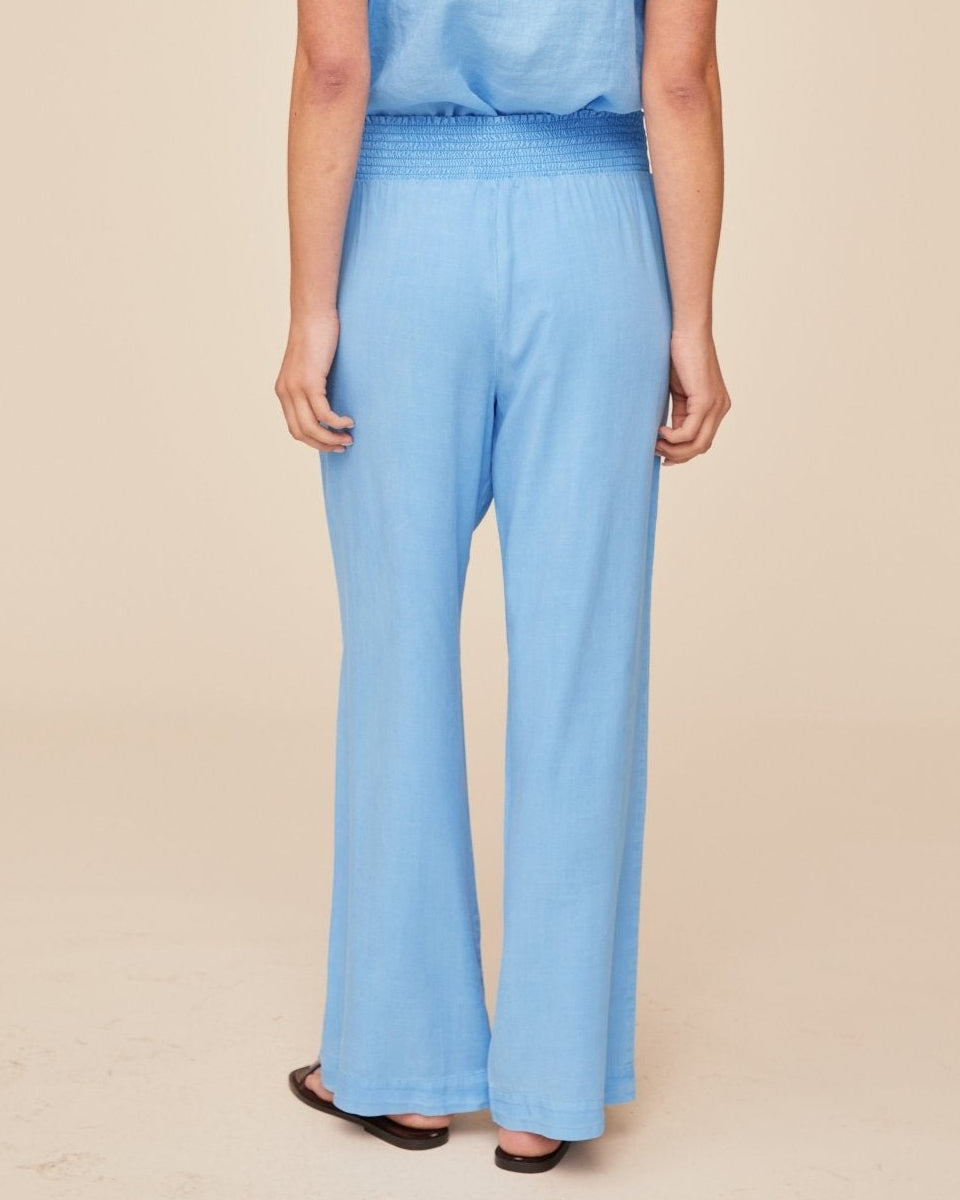 Bella Dahl Smocked Waist Wide Leg - Tidal Blue