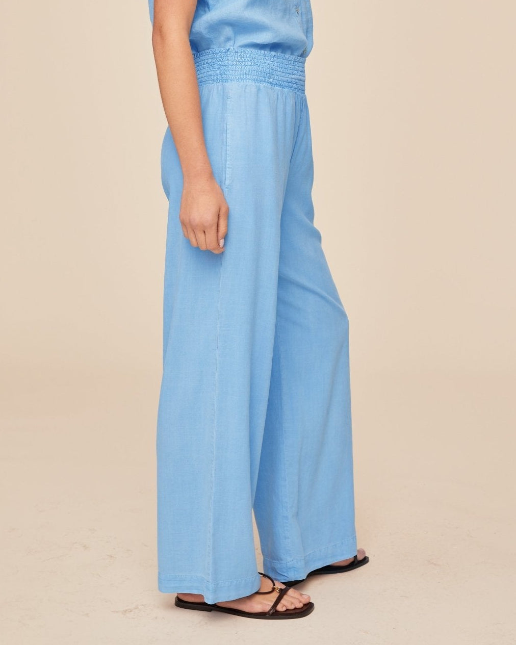 Bella Dahl Smocked Waist Wide Leg - Tidal Blue