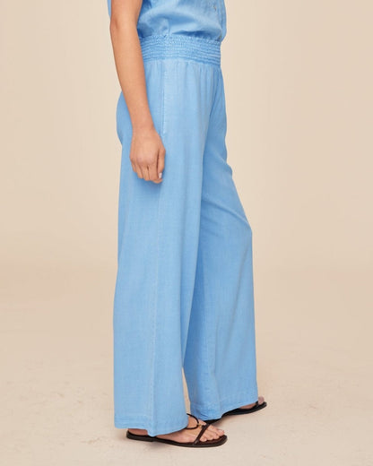 Bella Dahl Smocked Waist Wide Leg - Tidal Blue