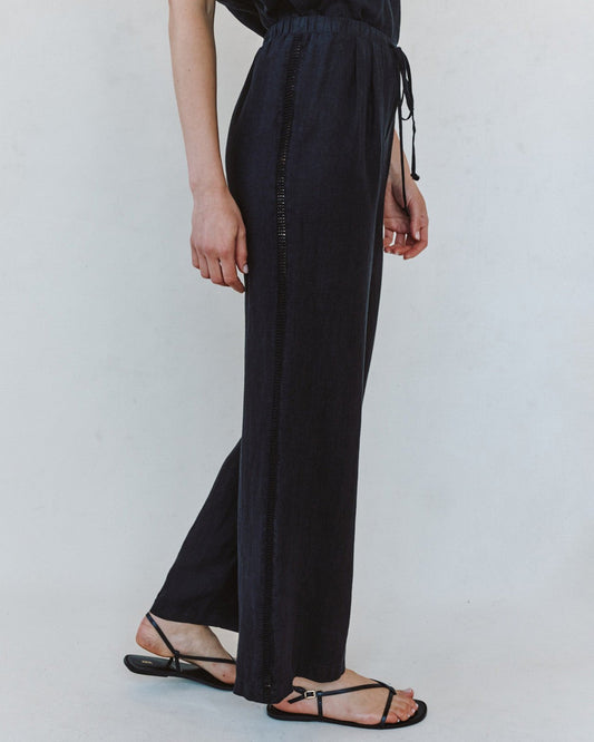 Bella Dahl Beach Pant With Lattice Stripe - Black