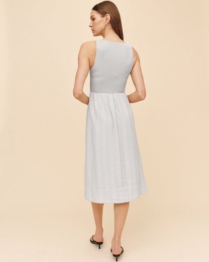 Bella Dahl Mixed Crew Neck Midi Dress - Minted Sage
