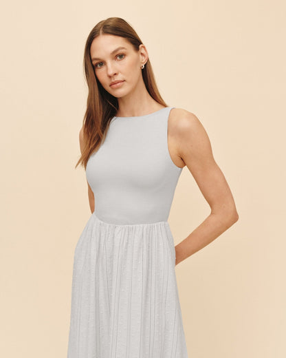 Bella Dahl Mixed Crew Neck Midi Dress - Minted Sage