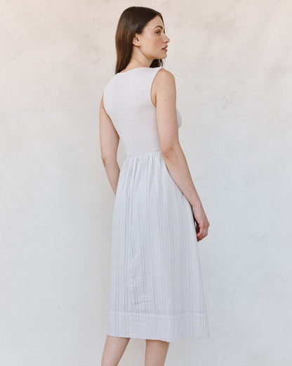 Bella Dahl Mixed Crew Neck Midi Dress - Faded Lilac