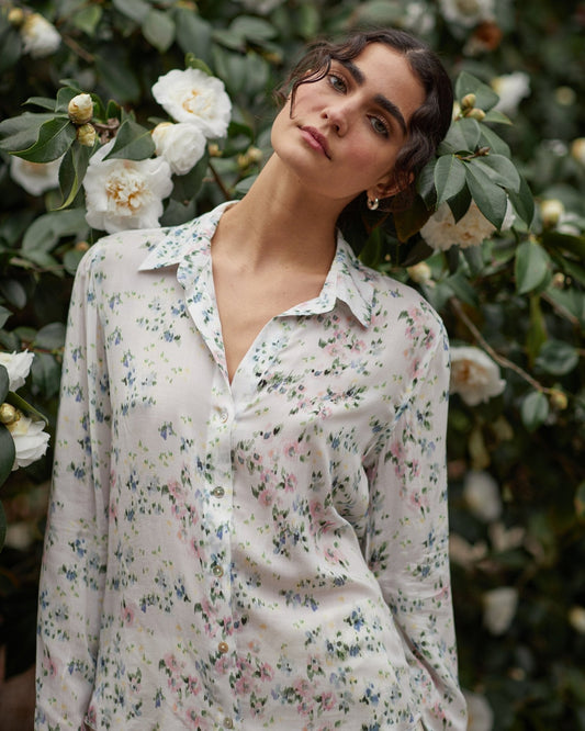Bella Dahl Classic Button Down - Painted Petals Print