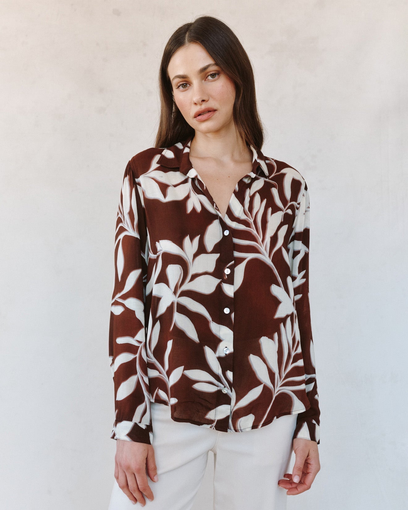 Bella Dahl Classic Button Down - Botanical Blur Print
